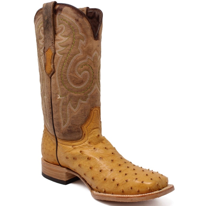 Men's Genuine Full Quill Ostrich Square Toe Boots Rio Grand Antique - 6