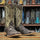 Men's Genuine Monster Fish Leather Square Toe Boots Matte Brown