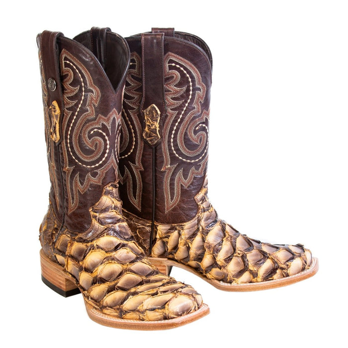 Men's Genuine Monster Fish Square Toe Boots Antique Saddle - 6