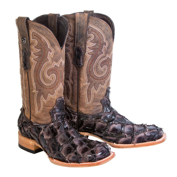 Men's Genuine Monster Fish Square Toe Boots Black Cherry - 6