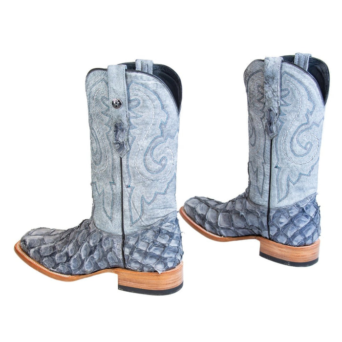 Men's Genuine Monster Fish Square Toe Boots Blue - 6