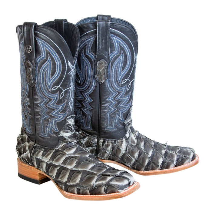 Men's Genuine Monster Fish Square Toe Boots Blue - 6