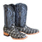 Men's Genuine Monster Fish Square Toe Boots Blue