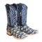Men's Genuine Monster Fish Square Toe Boots Blue