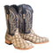 Men's Genuine Monster Fish Square Toe Boots Bone