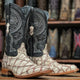 Men's Genuine Monster Fish Square Toe Boots Bone