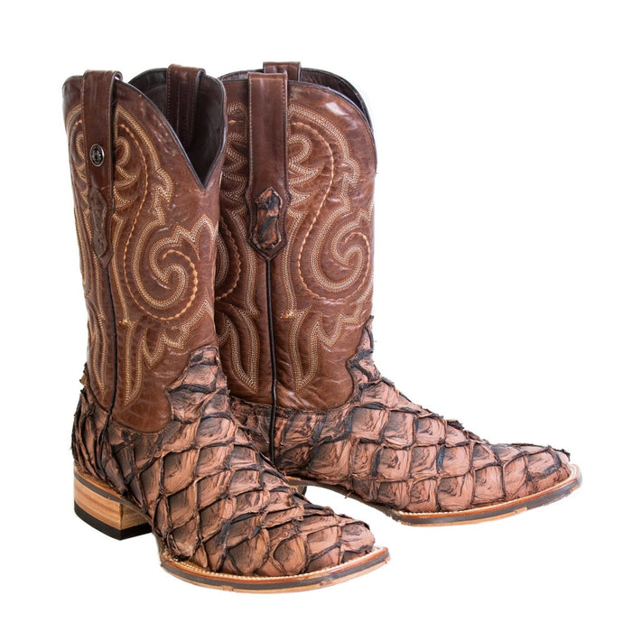 Men's Genuine Monster Fish Square Toe Boots Brown - 6