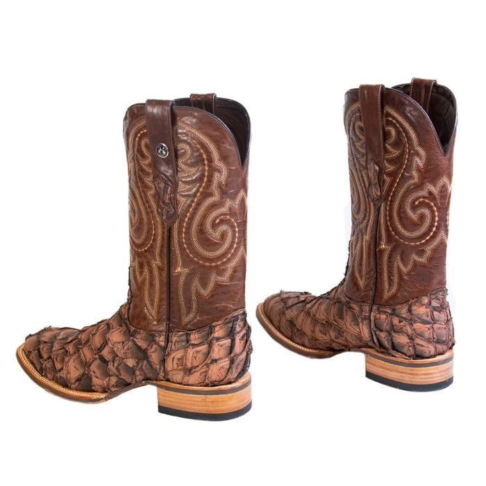 Men's Genuine Monster Fish Square Toe Boots Brown - 6