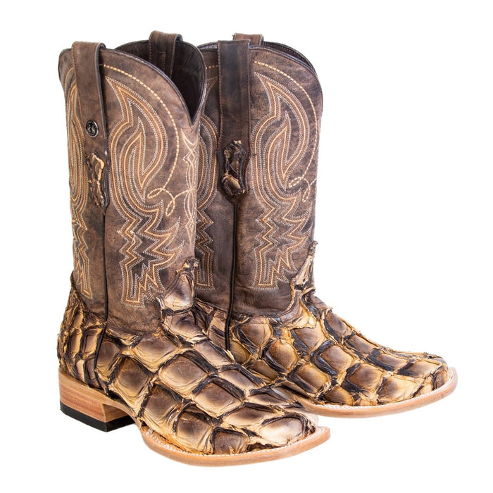 Men's Genuine Monster Fish Square Toe Boots Brown - 6