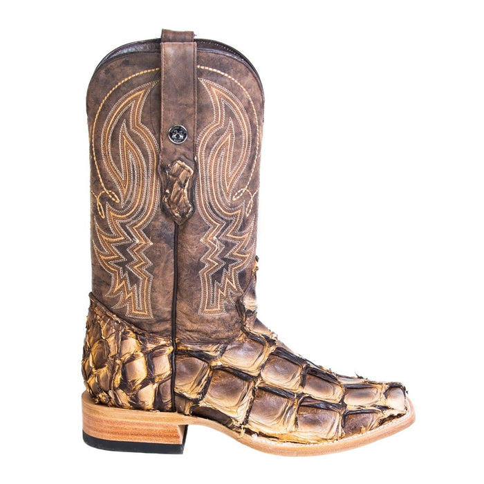 Men's Genuine Monster Fish Square Toe Boots Brown - 6