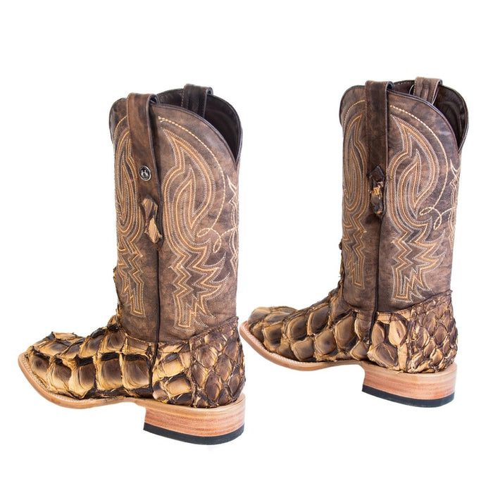 Men's Genuine Monster Fish Square Toe Boots Brown - 6