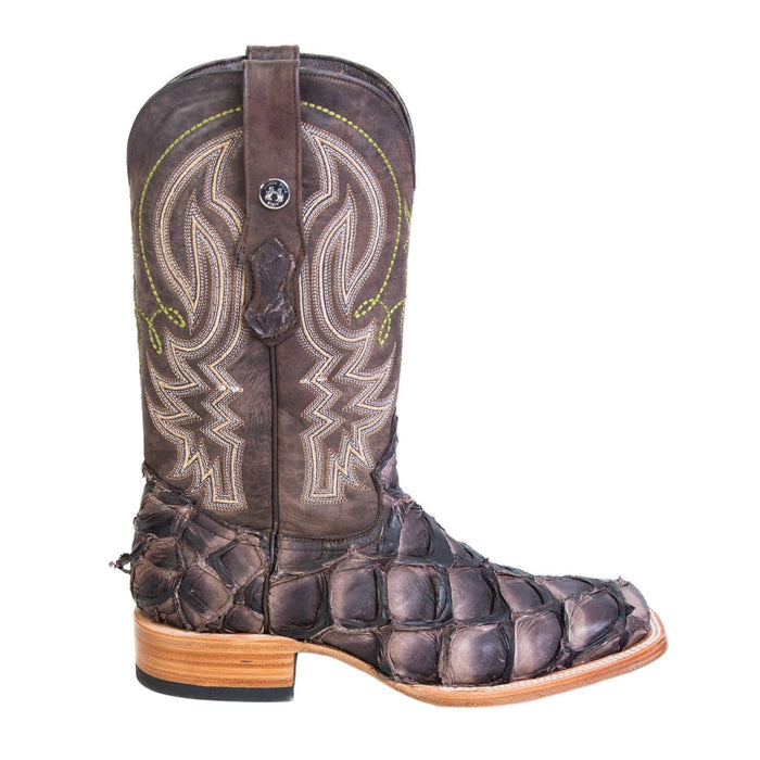 Men's Genuine Monster Fish Square Toe Boots Chocolate - 6