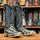 Men's Genuine Monster Fish Square Toe Boots Grey