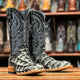 Men's Genuine Monster Fish Square Toe Boots Grey