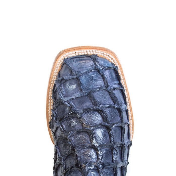 Men's Genuine Monster Fish Square Toe Boots Navy Blue - 6