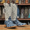 Men's Genuine Monster Fish Square Toe Boots Sky Blue Matte