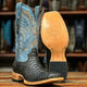 Men's Genuine Python Square Toe Boots Matte Brown