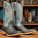 Men's Genuine Python Square Toe Boots Matte Brown