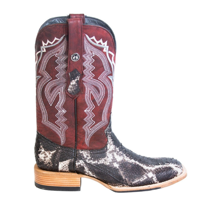 Men's Genuine Python Square Toe Boots Natural - 6