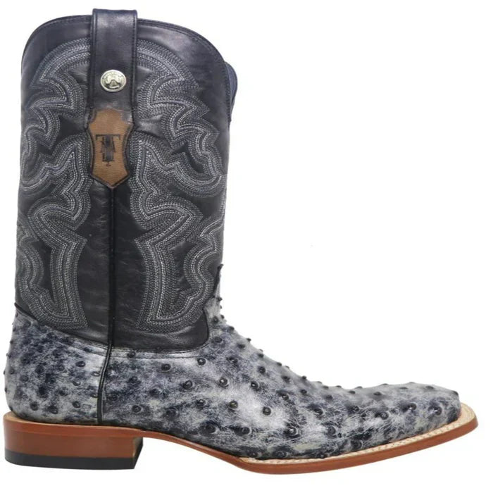 Men's Guthrie Print Ostrich Square Toe Boots Rustic Black - 6.5