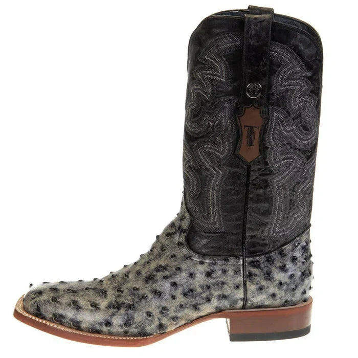 Men's Guthrie Print Ostrich Square Toe Boots Rustic Black - 6.5