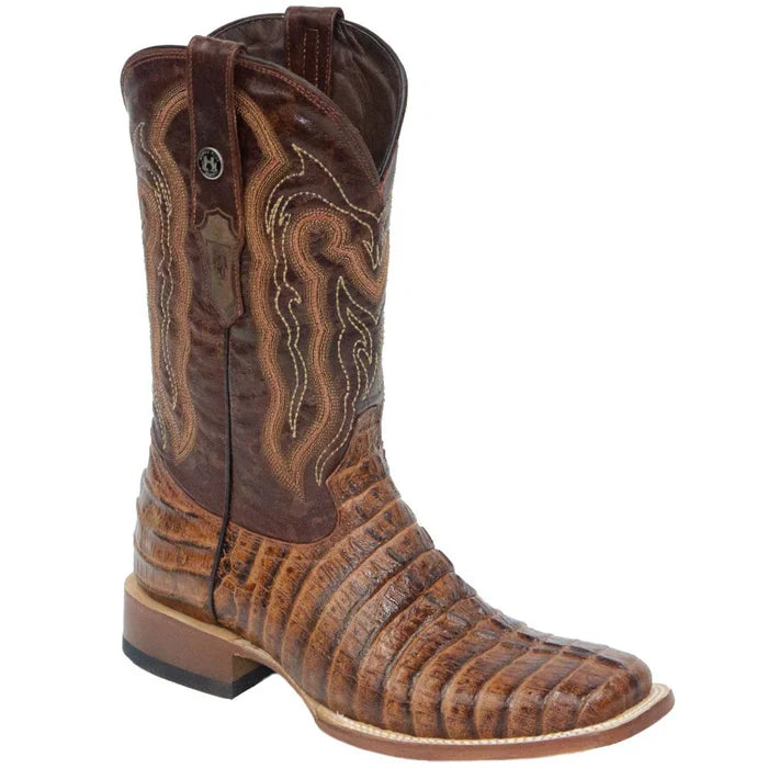Men's Hudson Print Caiman Tail Square Toe Boots Cognac - 6.5