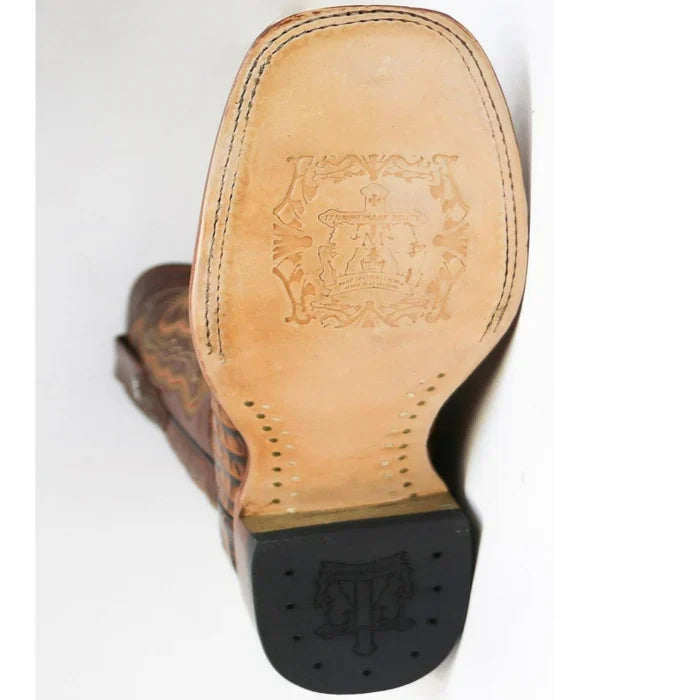 Men's Hudson Print Caiman Tail Square Toe Boots Cognac - 6.5