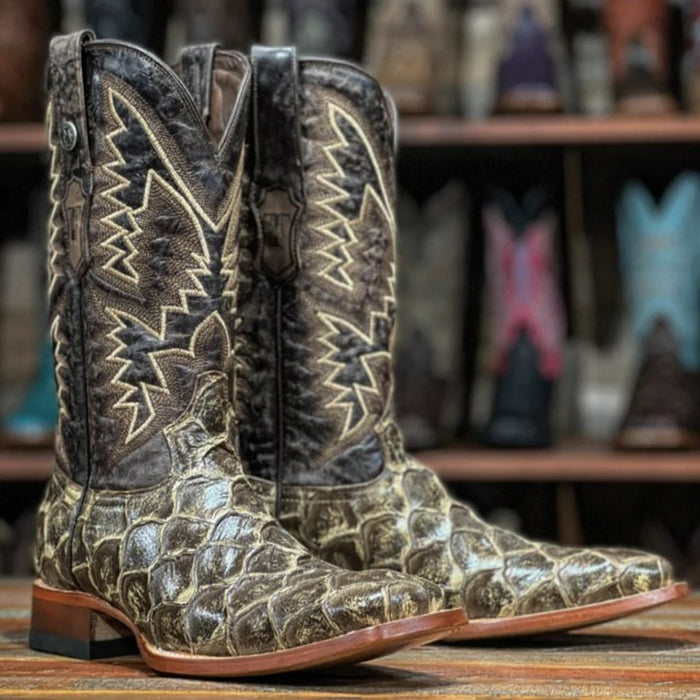 Men's LaGrange Print Monster Fish Square Toe Boots Brown - 6