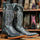 Men's Lufkin Print Caiman Tail Square Toe Boots Black