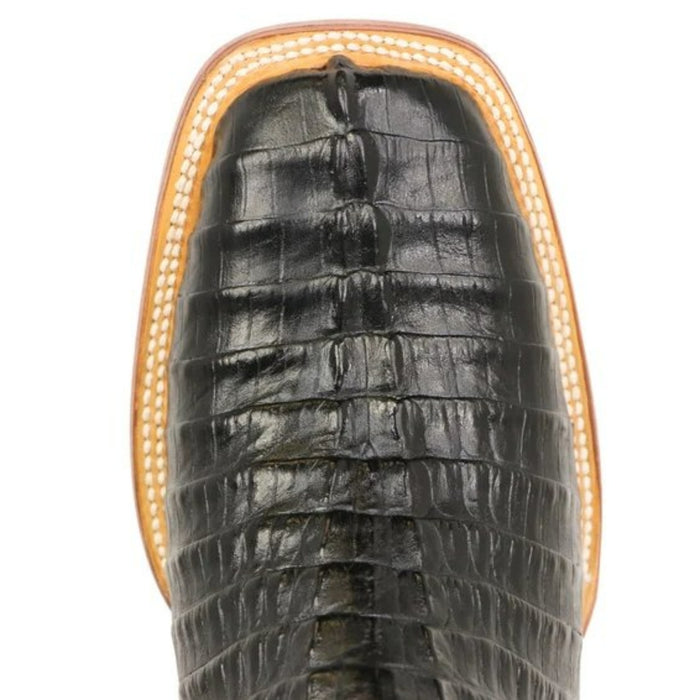 Men's Lufkin Print Caiman Tail Square Toe Boots Black - 6