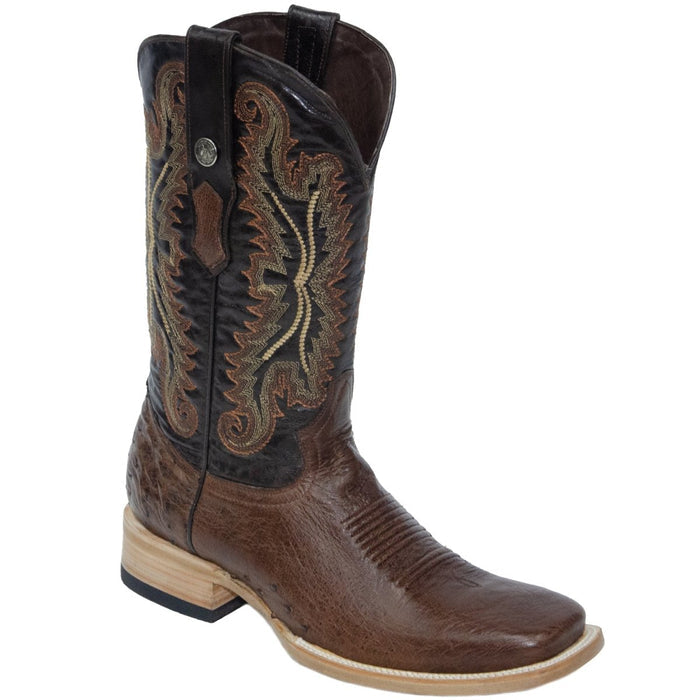 Men's Bexar Genuine Smooth Ostrich Square Toe Boots Black - 6