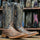 Men's Poteet Genuine Smooth Ostrich Square Toe Boots Brown