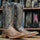 Men's Bexar Genuine Smooth Ostrich Square Toe Boots Black