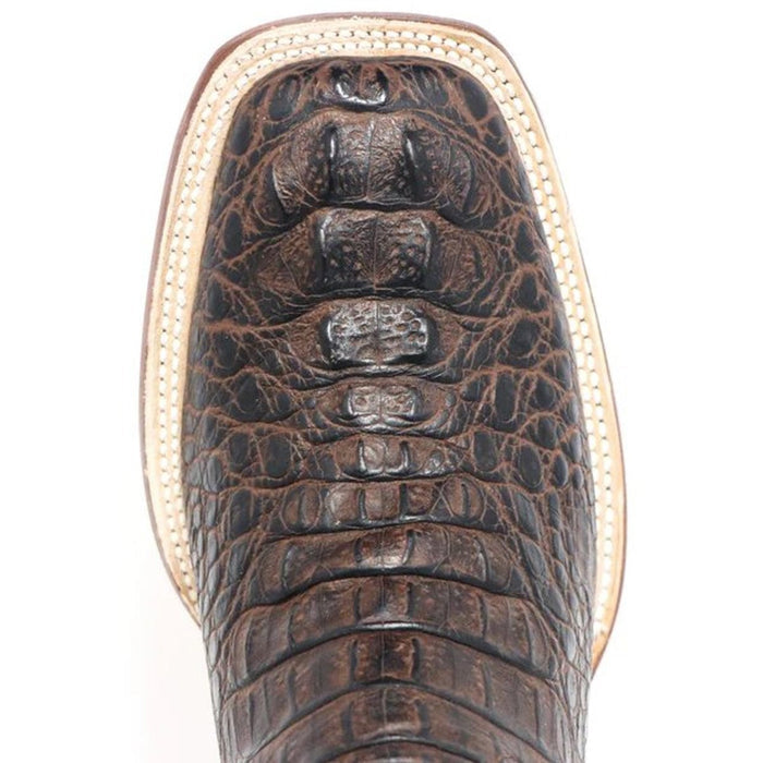 Tanner Mark Men's Hudson Print Caiman Tail Square Toe Boots Cognac - 6