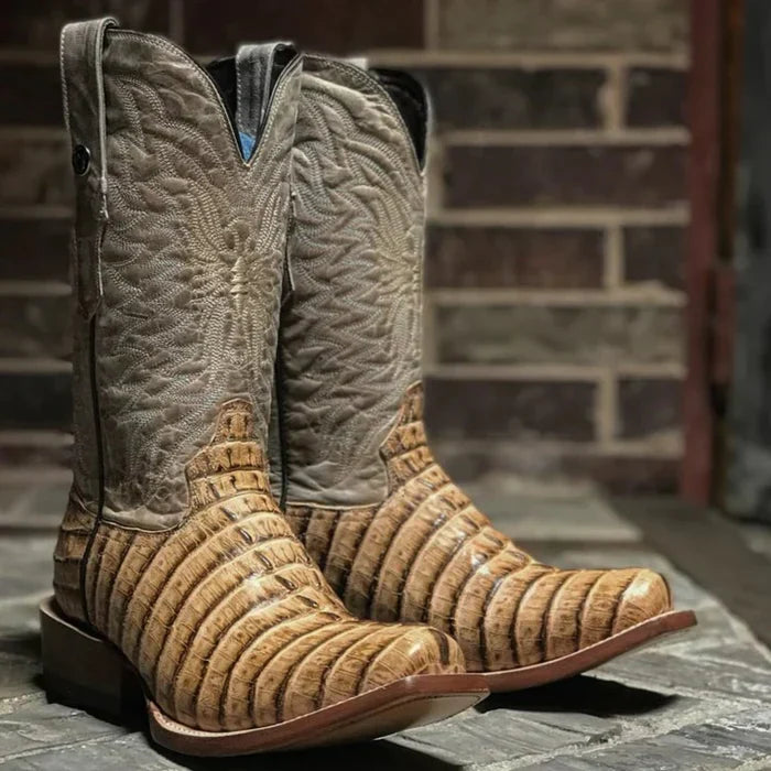 Men's Print Caiman Tail Square Toe Boots Oryx - 6.5