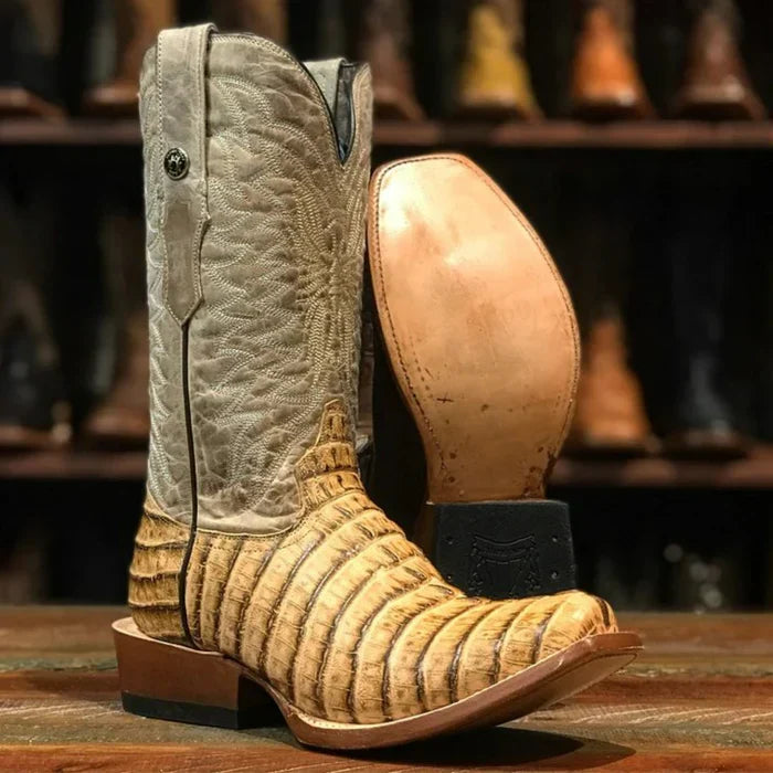 Men's Print Caiman Tail Square Toe Boots Oryx - 6.5