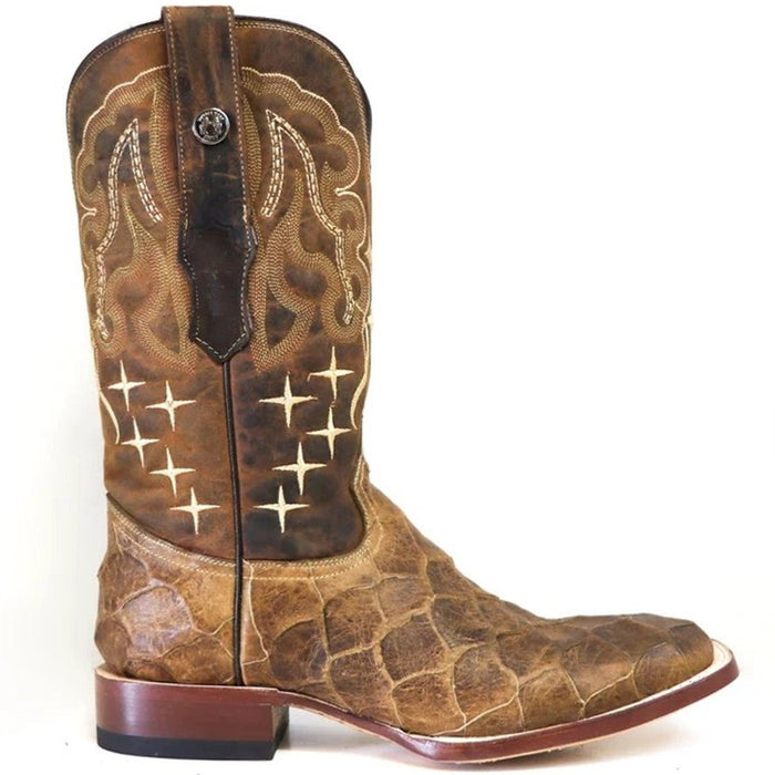 Men's Print Monster Fish Square Toe Boots Honey - 6