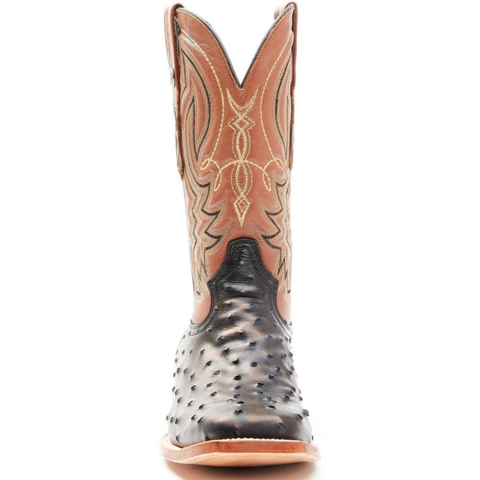 Tanner Mark Men's Checotah Print Ostrich Square Toe Boots Black - 6
