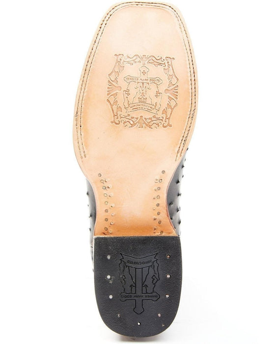 Tanner Mark Men's Checotah Print Ostrich Square Toe Boots Black - 6