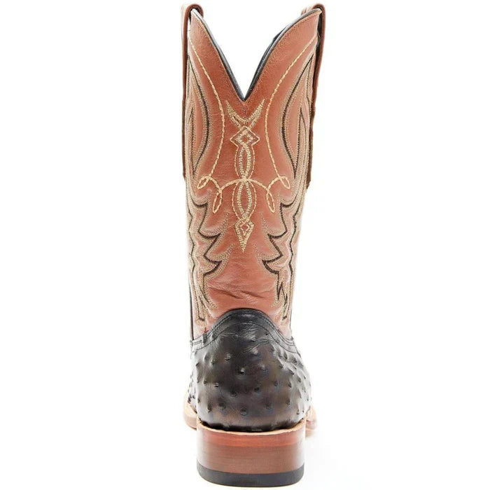 Men's Cahill Print Ostrich Square Toe Boots Black - 6.5