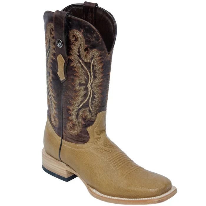 Men's San Marcos Genuine Smooth Ostrich Square Toe Boots Saddle - 6.5