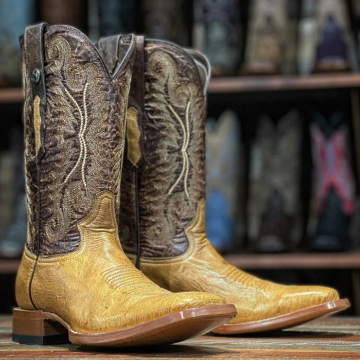 Men's San Marcos Genuine Smooth Ostrich Square Toe Boots Saddle - 6