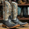 Men's Square Toe Bull Shoulder Leather Boots Brown