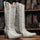 Men's Genuine Full Quill Ostrich Square Toe Boots Buttercup
