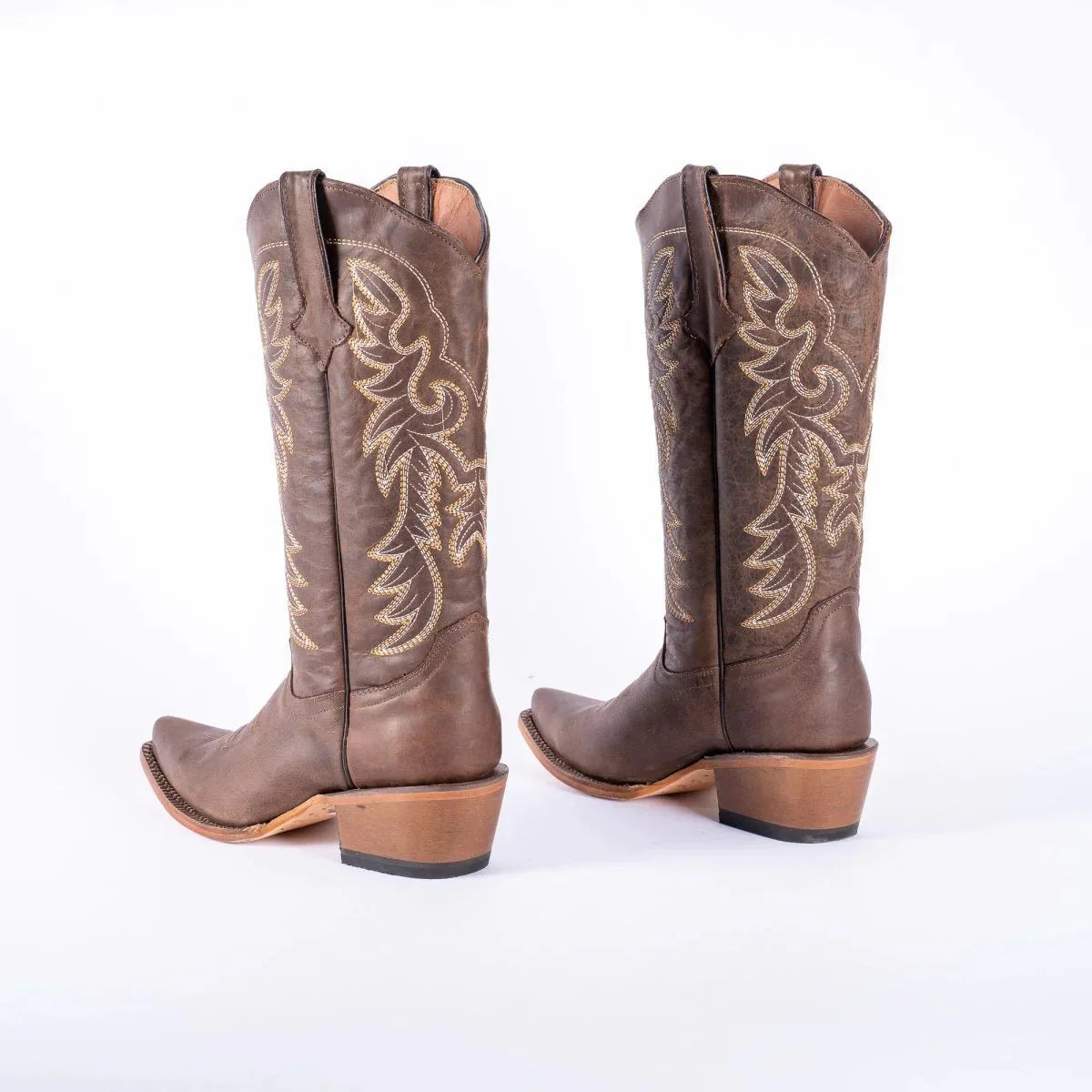 Tanner Mark Women's Classic Calf Snip Toe Leather Boots Brown - 5
