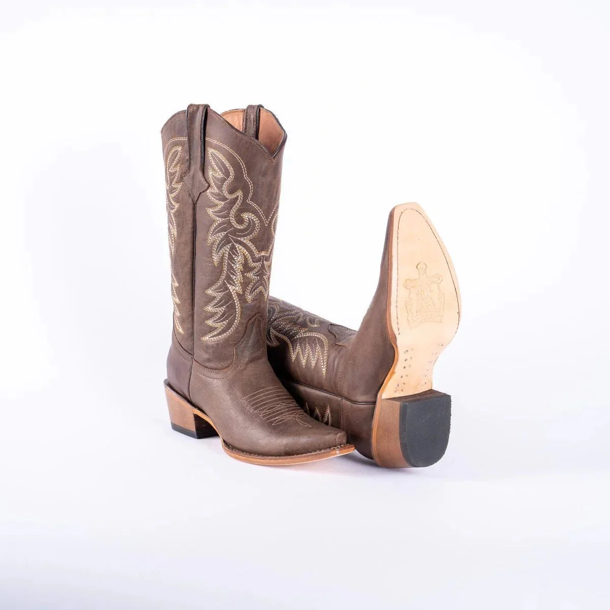 Tanner Mark Women's Classic Calf Snip Toe Leather Boots Brown - 5