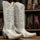 Tanner Mark Women's Emma Snip Toe Lizard Print Boots White