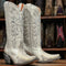Tanner Mark Women's Emma Snip Toe Lizard Print Boots White