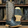 Women's Full Quill Ostrich Square Toe Boots Burgundy