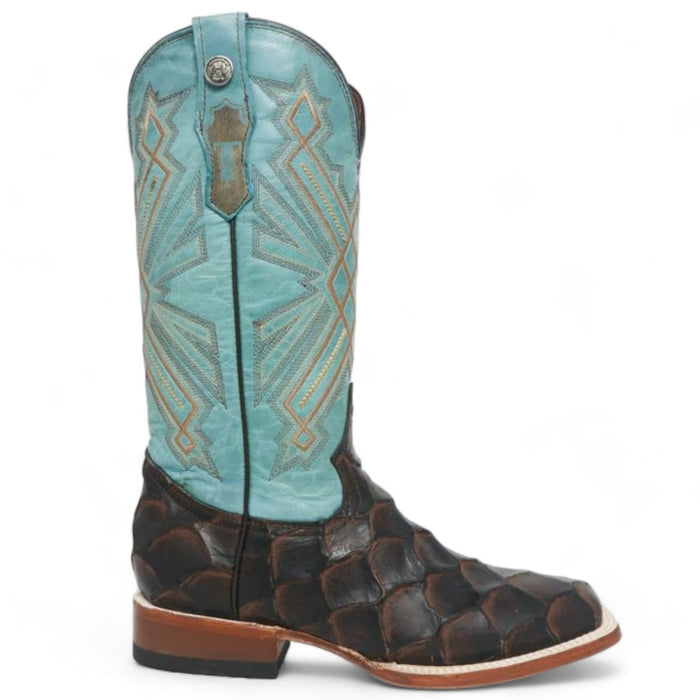 Women's 'Kennedy' Ostrich Print Square Toe Boots Black - 6